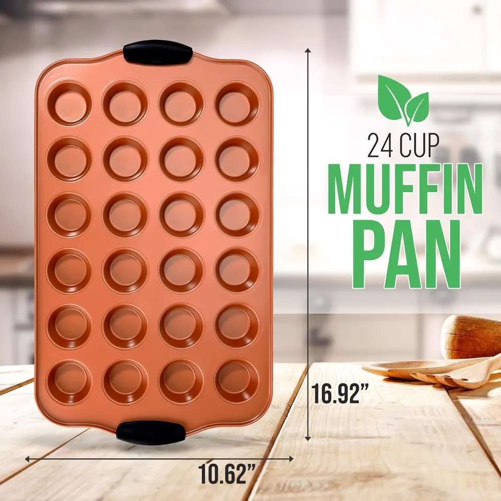 Nutrichef Moule 24 Muffins Antiadhésif Cuivre Acier
