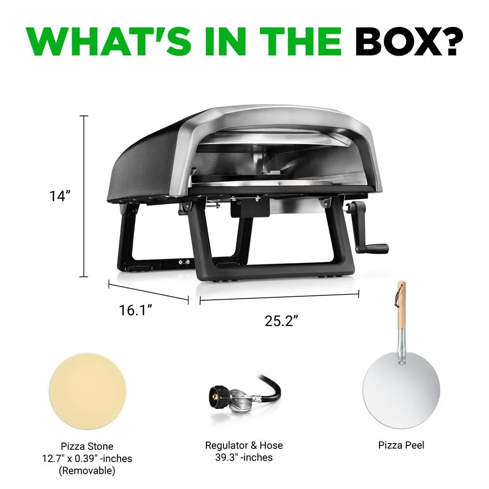 Nutrichef Four Pizza Extérieur Gaz Pierre Rotative 30 cm