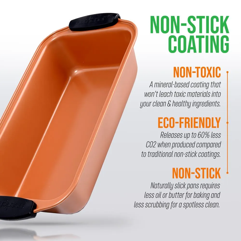 Nutrichef moule à cake cuivre antiadhésif 29,7 cm poignées silicone