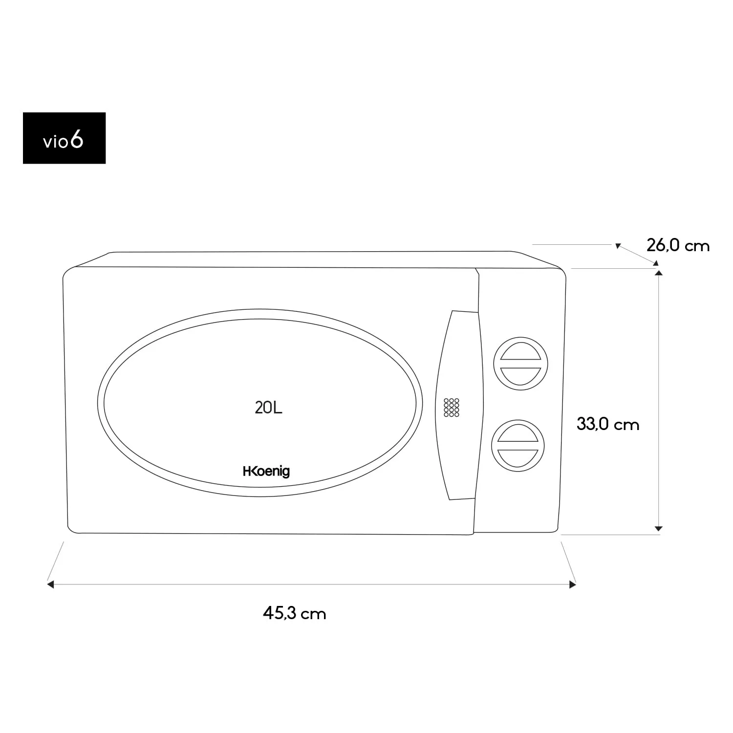 H.Koenig VIO6 micro-ondes 20L blanc 700W décongélation