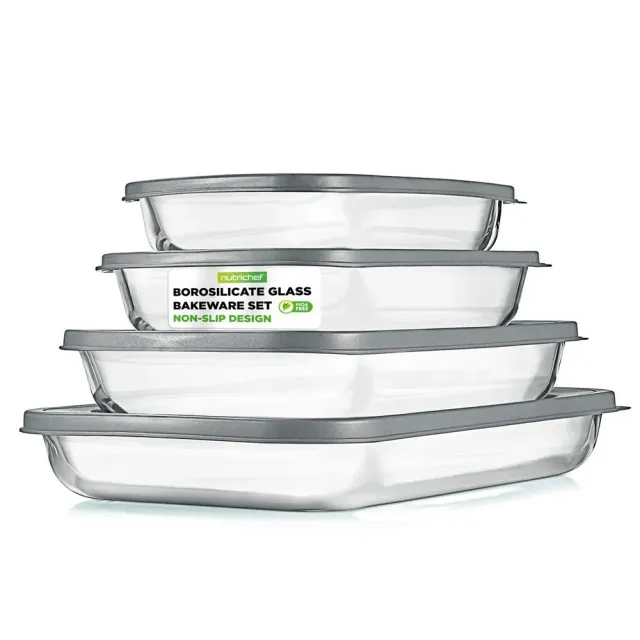 Nutrichef NCGL4XGY plat en verre lot de 4 gris borosilicate
