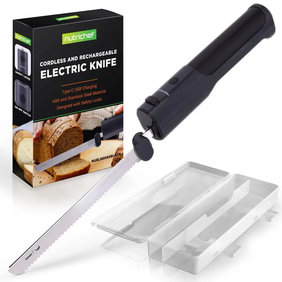 Nutrichef NUELREKN3 couteau électrique sans fil noir