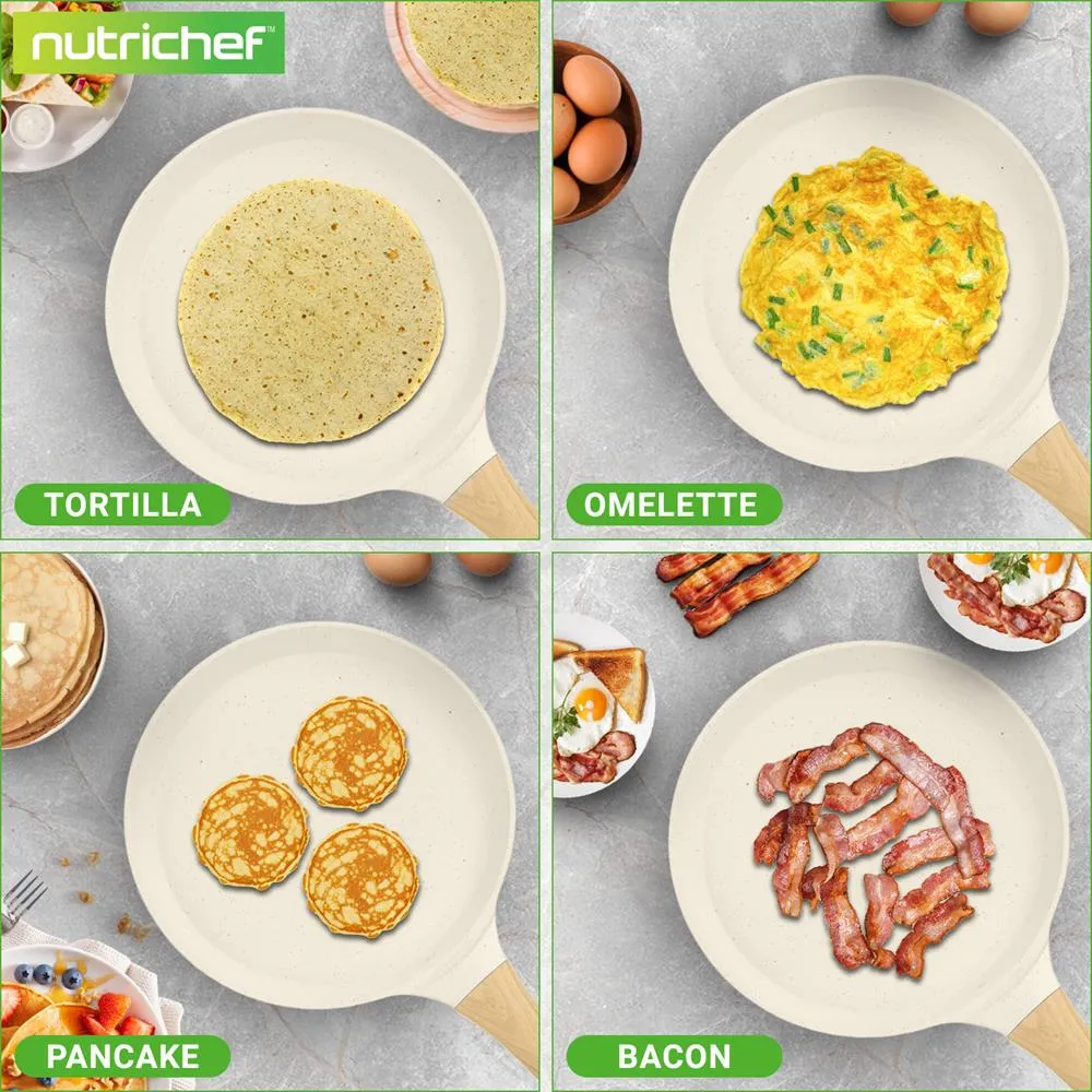 Nutrichef Crêpière antiadhésive 11 pouces marbre blanc