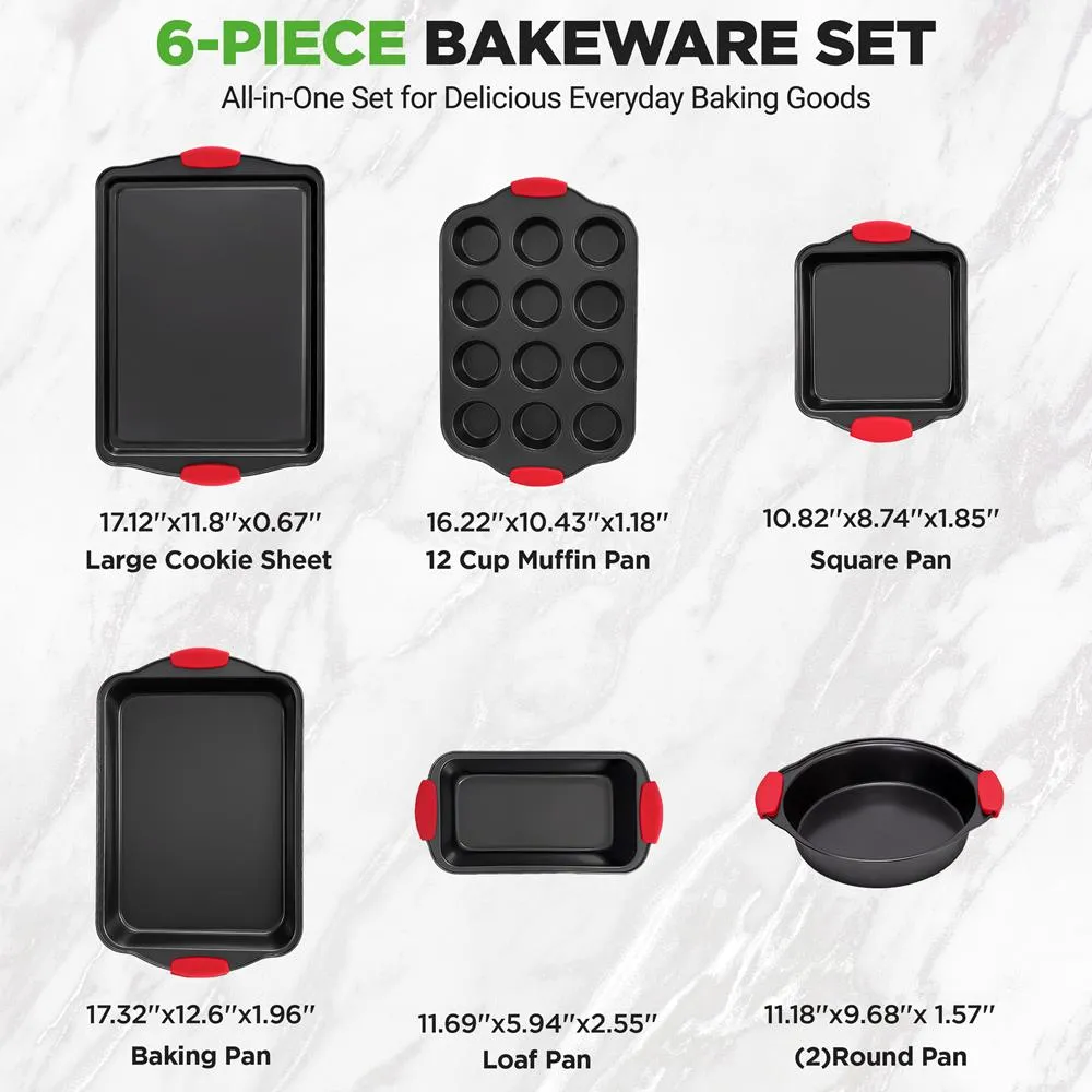 Nutrichef Set 6 moules pâtisserie acier poignées rouges