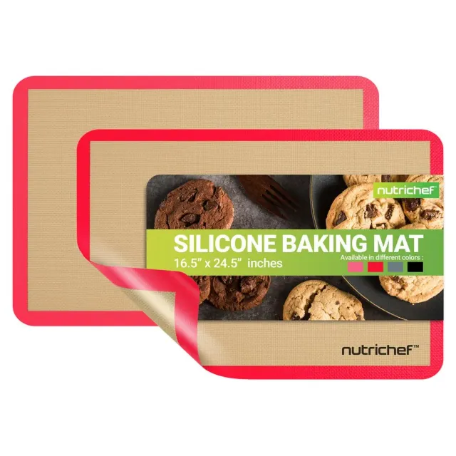 Nutrichef tapis cuisson silicone rouge 2 pièces