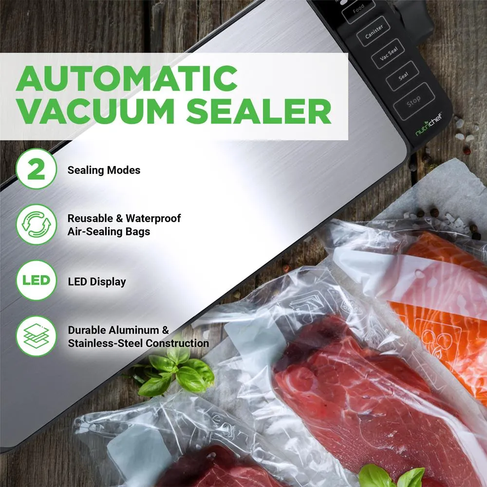 Nutrichef Machine Sous Vide Inox Sacs Réutilisables