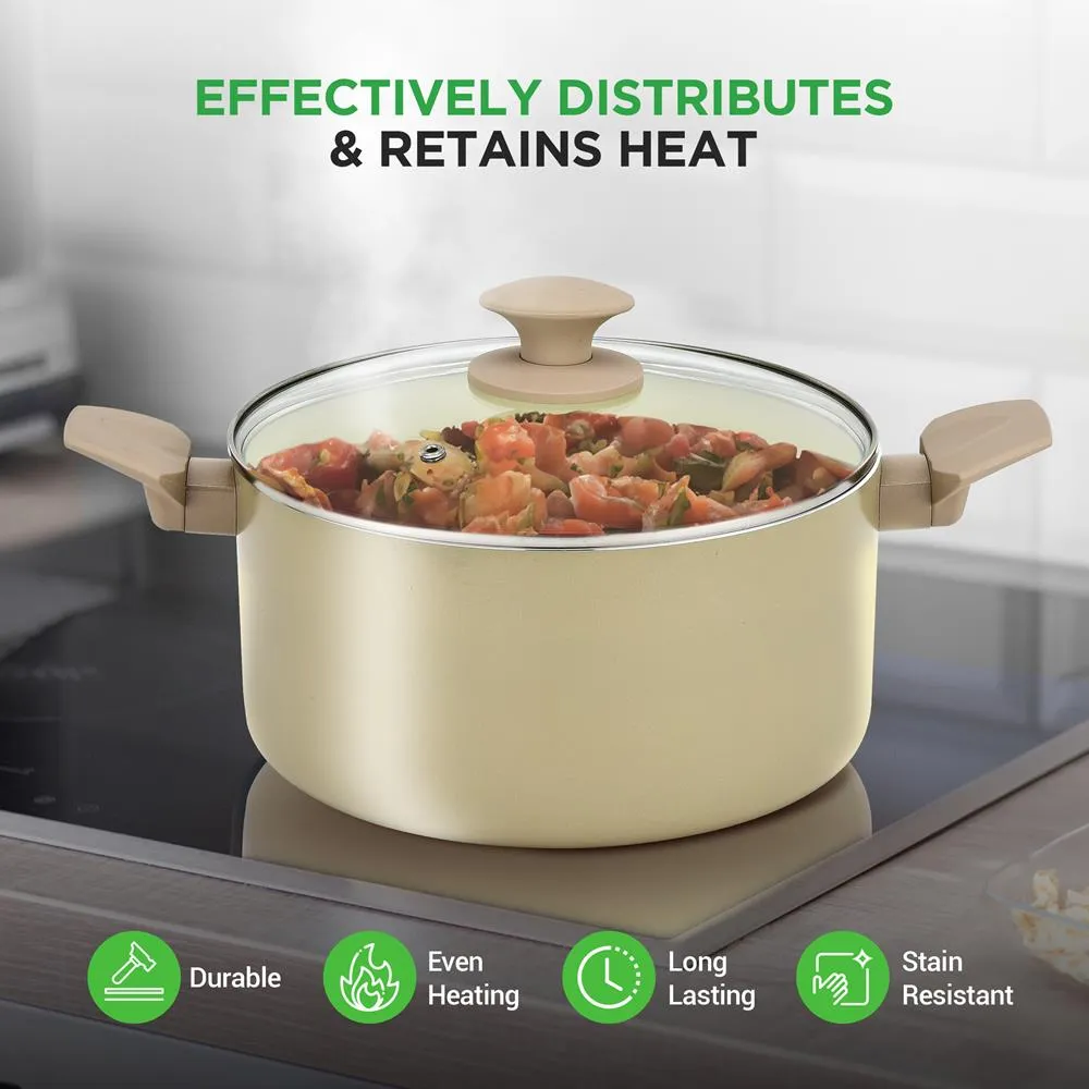 Nutrichef batterie de cuisine 54 pièces céramique taupe