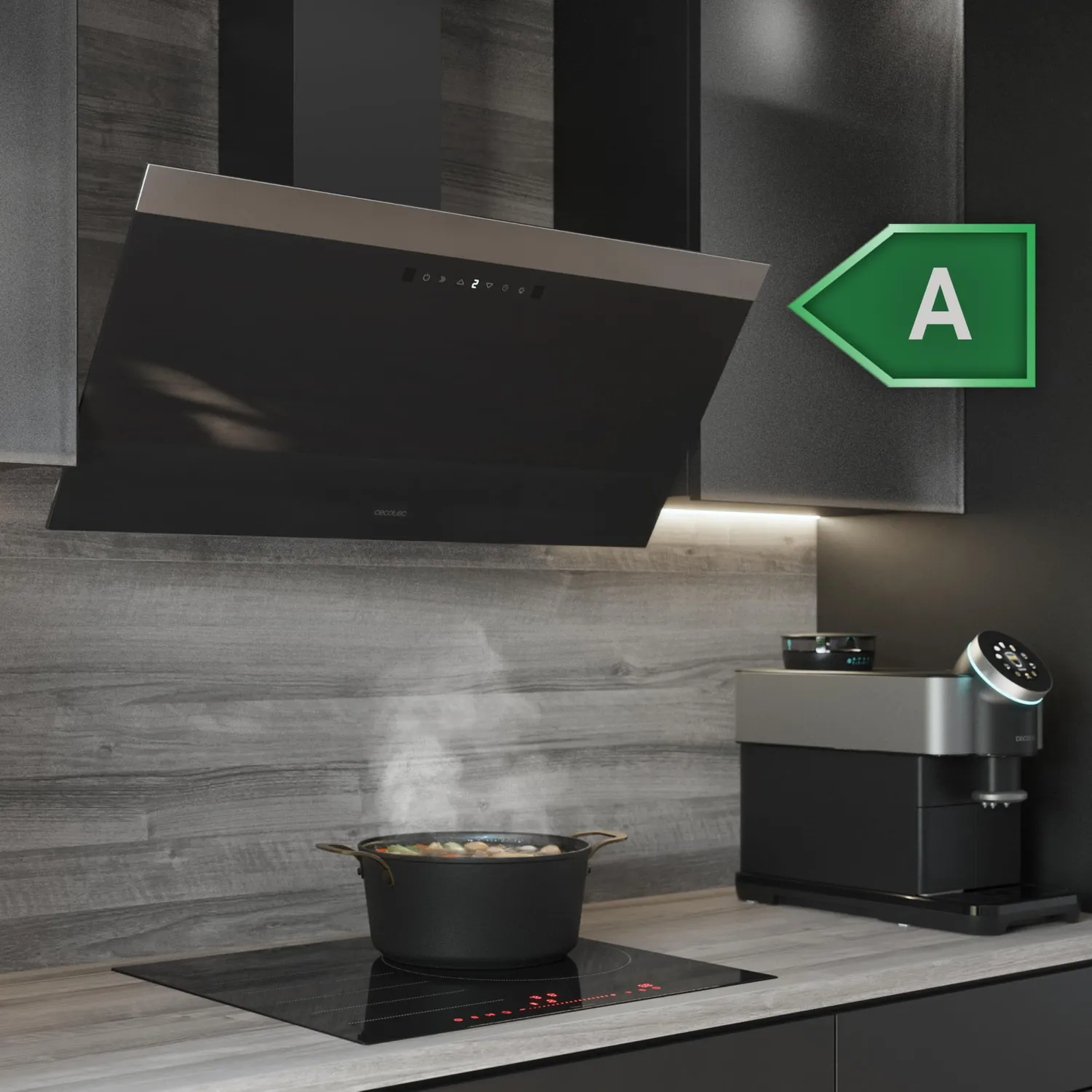 Cecotec Bolero Flux DT 906500 Glass Black A hotte 90cm noire