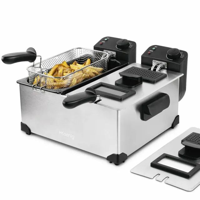 H.Koenig DFX600 friteuse double bac inox 2 x 3 L