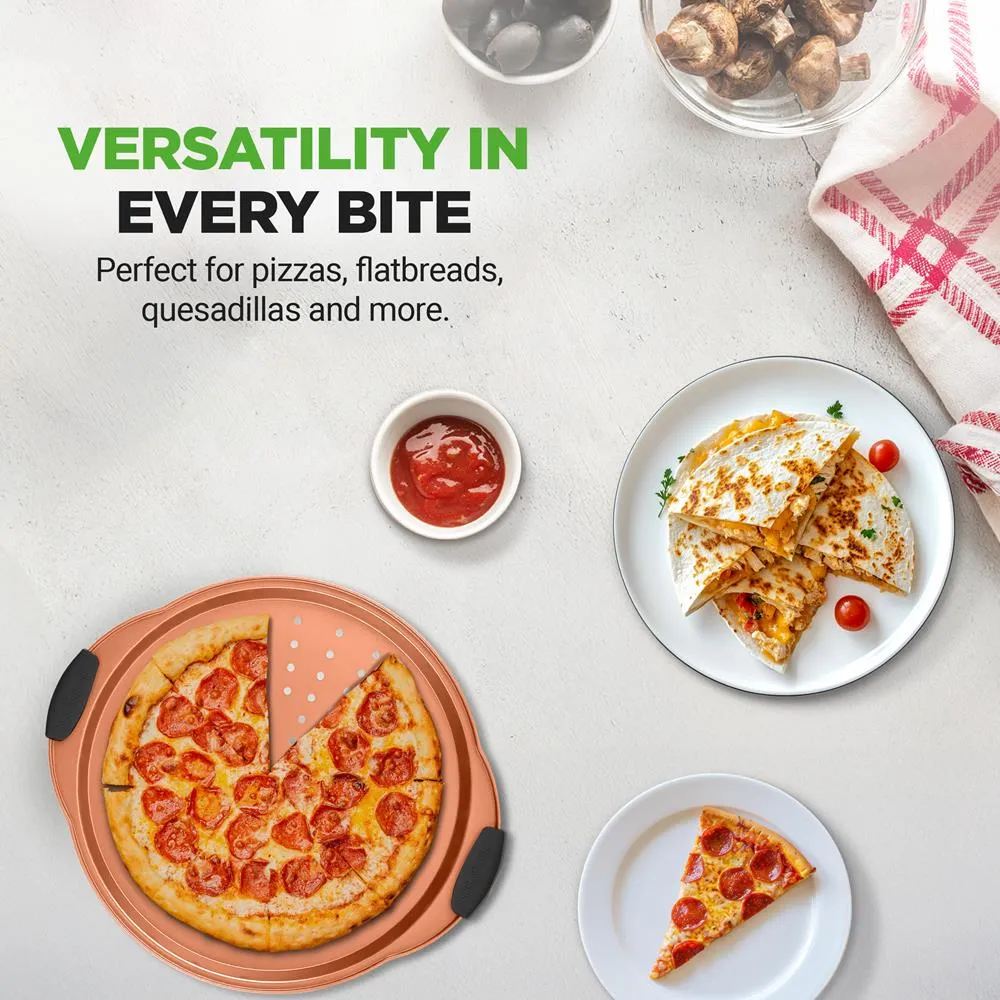 Nutrichef Plaque Pizza Antiadhésive 33 cm Acier Carbone Cuivre