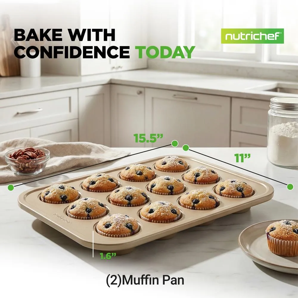 Nutrichef moules à muffins 12 empreintes doré lot de 2