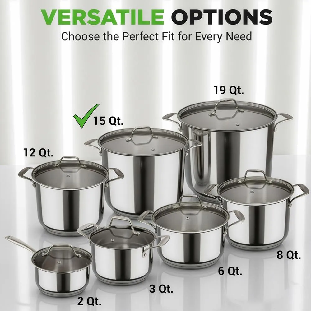 Nutrichef faitout inox 15 QT induction couvercle verre