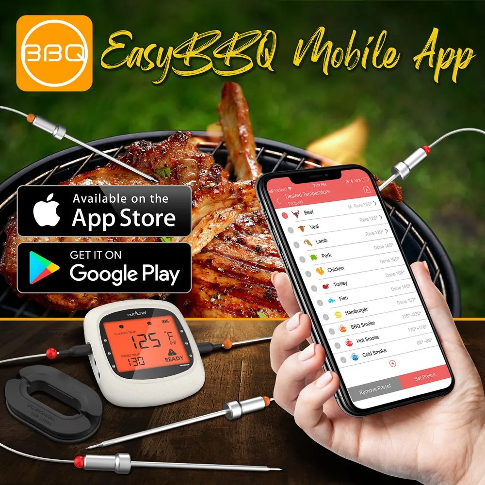 Nutrichef PWIRBBQ80 thermomètre viande Bluetooth 6 sondes