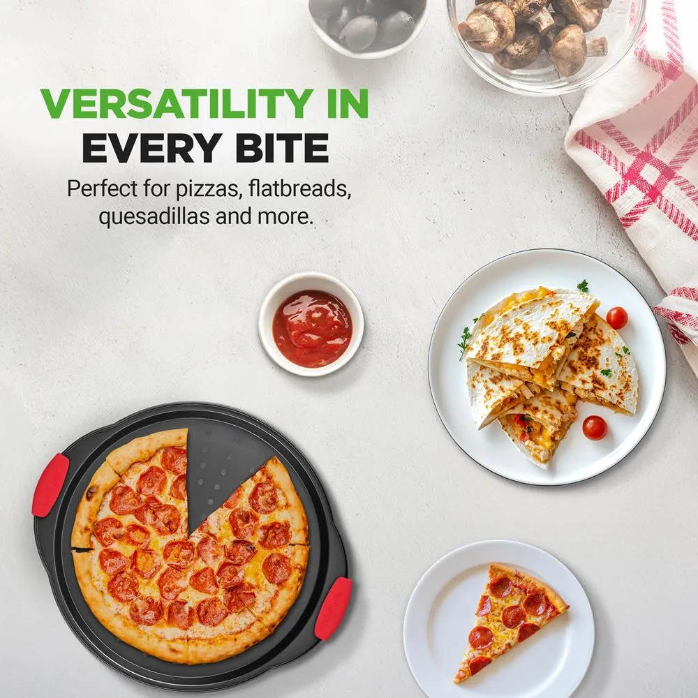 Nutrichef plaque pizza perforée antiadhésive 33 cm grise