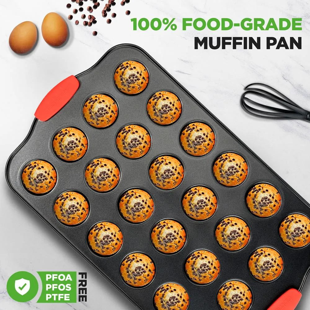 Nutrichef moule 24 muffins gris poignées silicone 43 cm