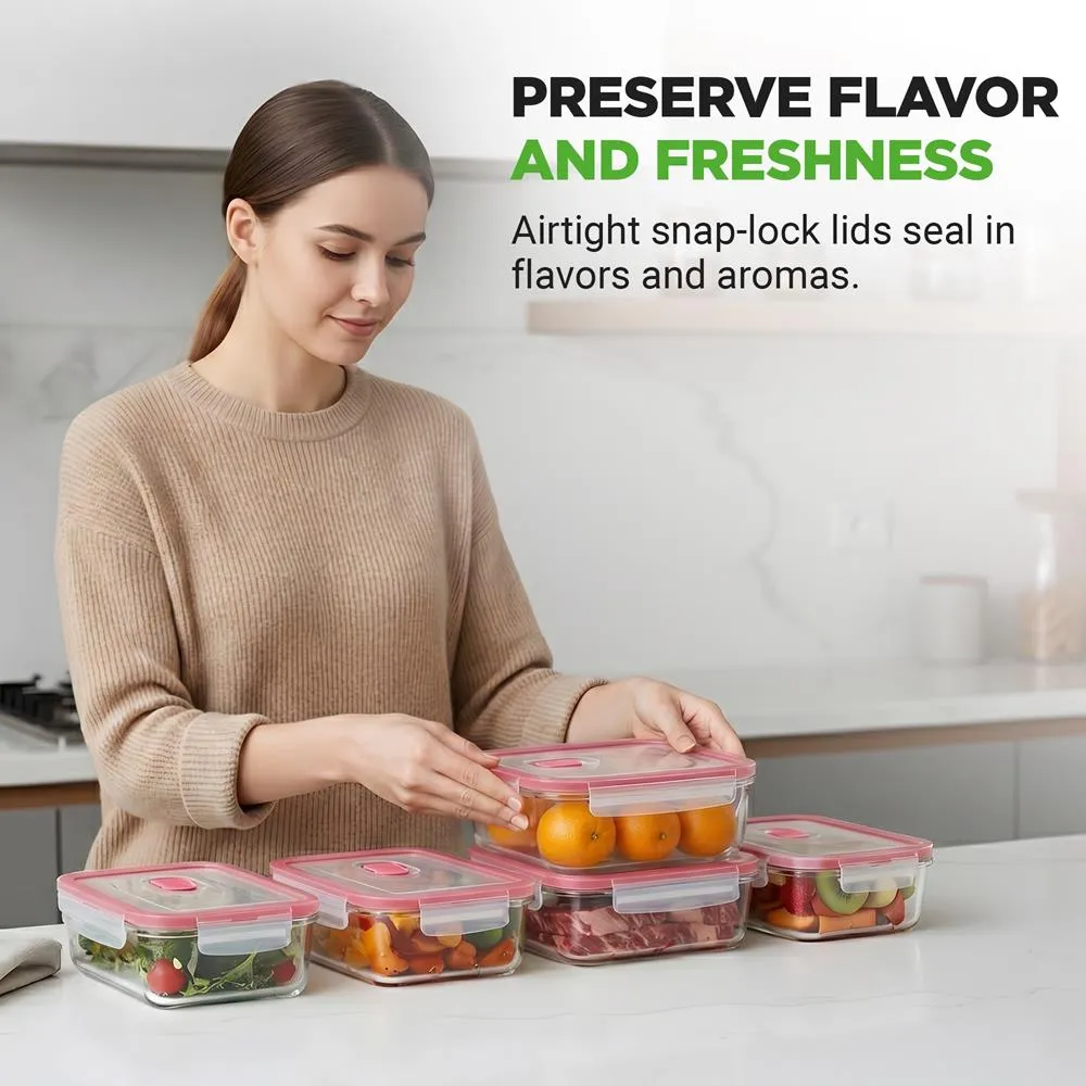 Nutrichef Boites en Verre 10 Pieces 30oz Hermetiques Borosilicate
