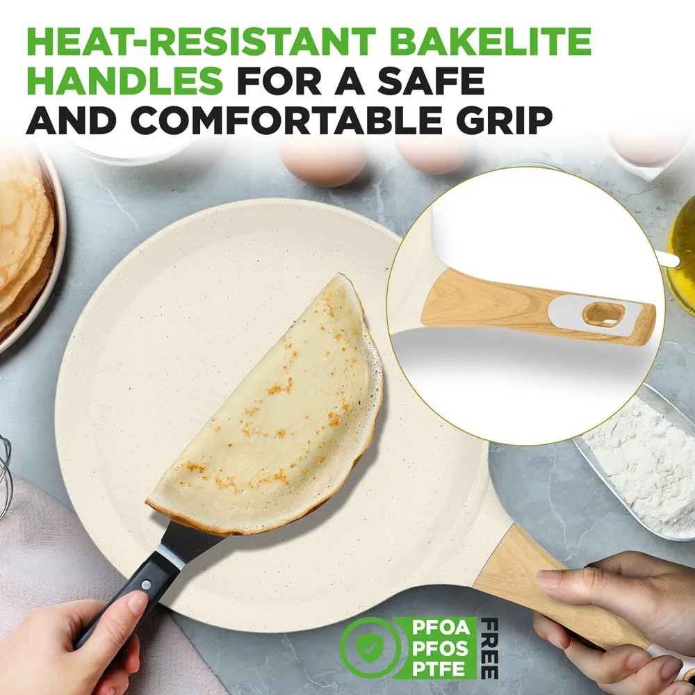 Nutrichef Crêpière antiadhésive 11 pouces marbre blanc