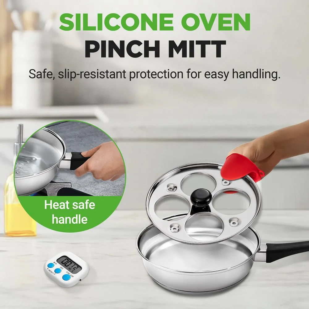 Nutrichef Pocheuse à Œufs Inox 4 Coupelles Minuteur