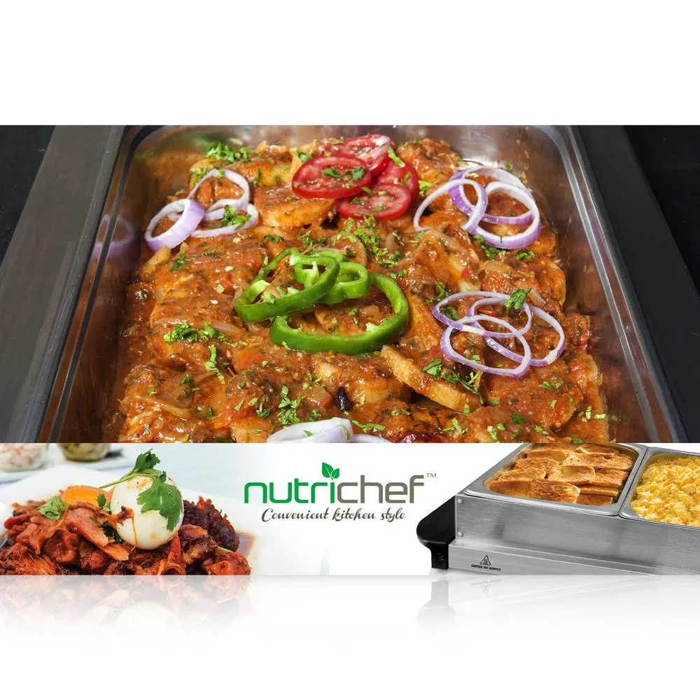 Nutrichef PKBFWM33 chauffe-plat buffet 3 bacs inox 300W