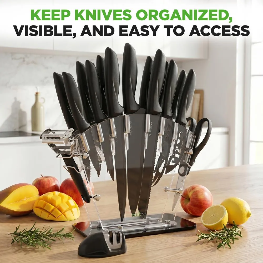 Nutrichef set 17 couteaux inox avec support acrylique