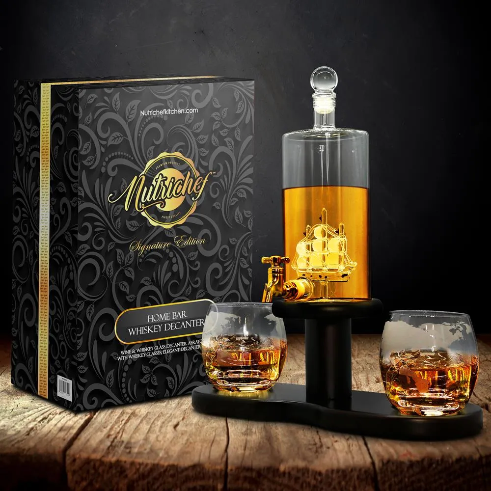 Nutrichef Carafe whisky globe 780 ml avec verres