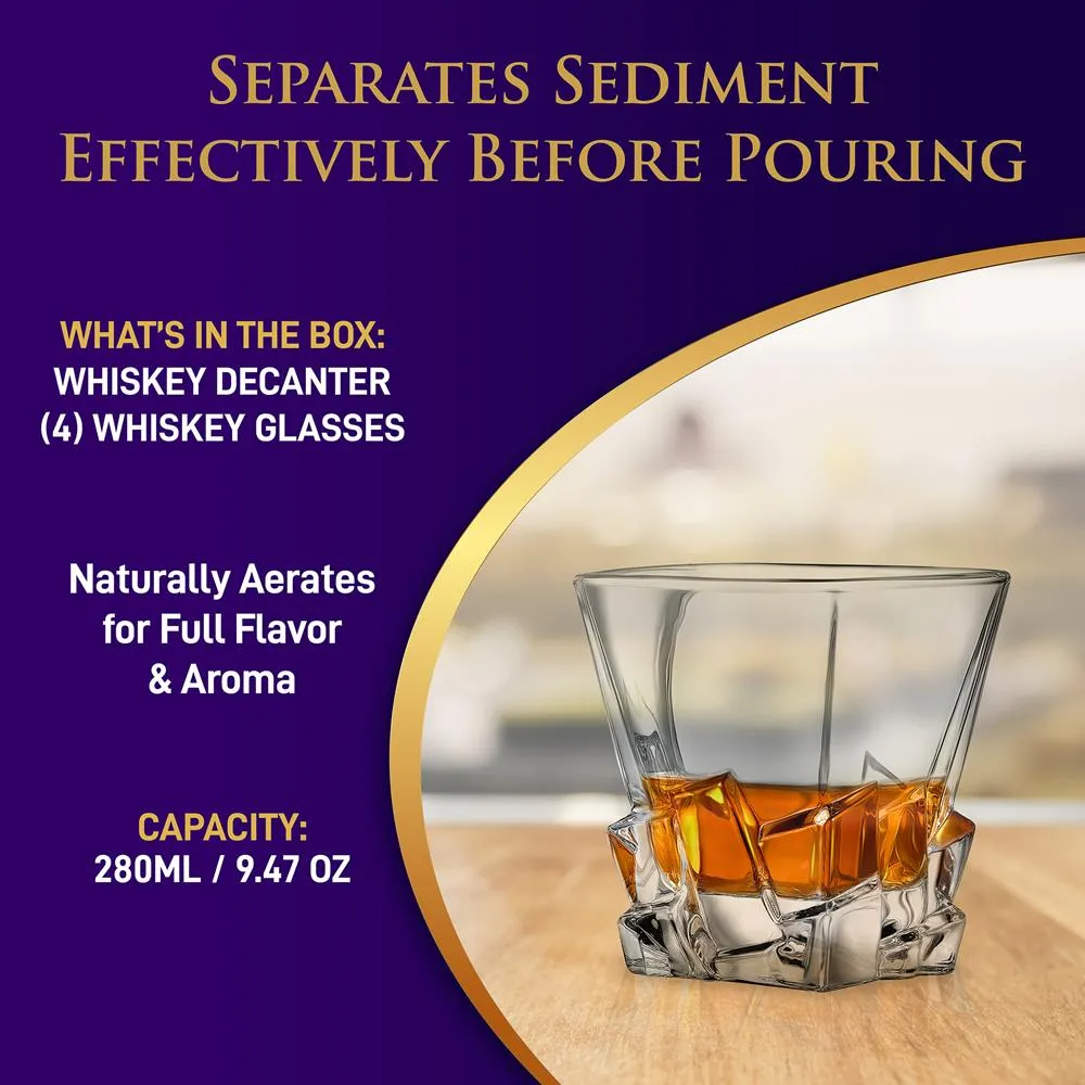 Nutrichef carafe whisky cristal 800 ml + 4 verres