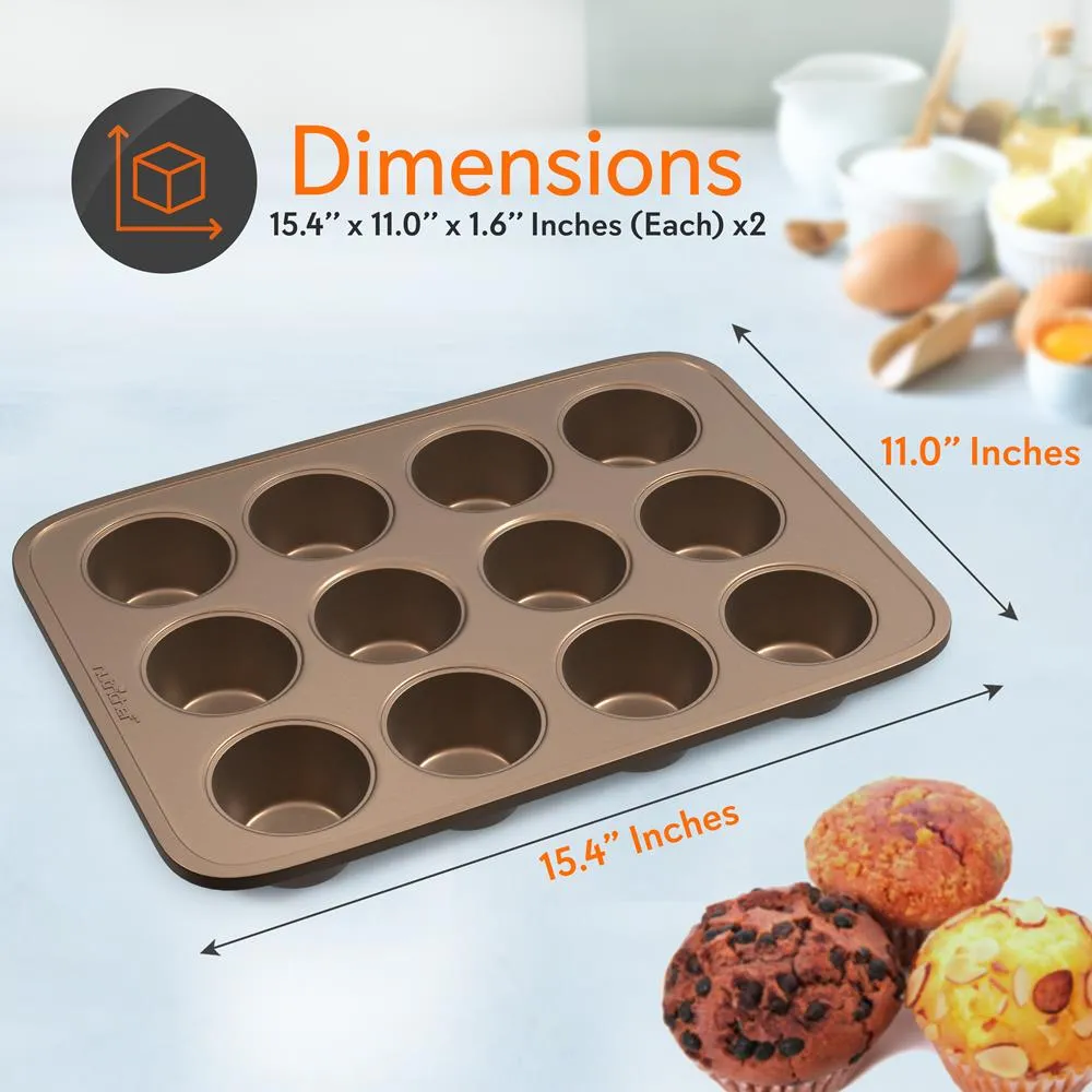 Nutrichef Lot 2 Moules Muffins Antiadhésifs Acier 12 Empreintes