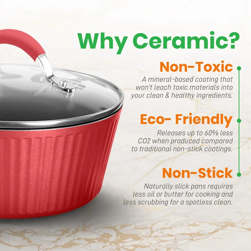 Nutrichef NCCW11RDL casserole 1,7 Qt céramique induction