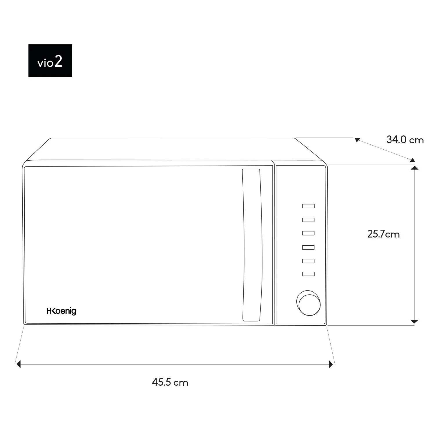 H.Koenig VIO2 micro-ondes compact 20L 700W noir miroir