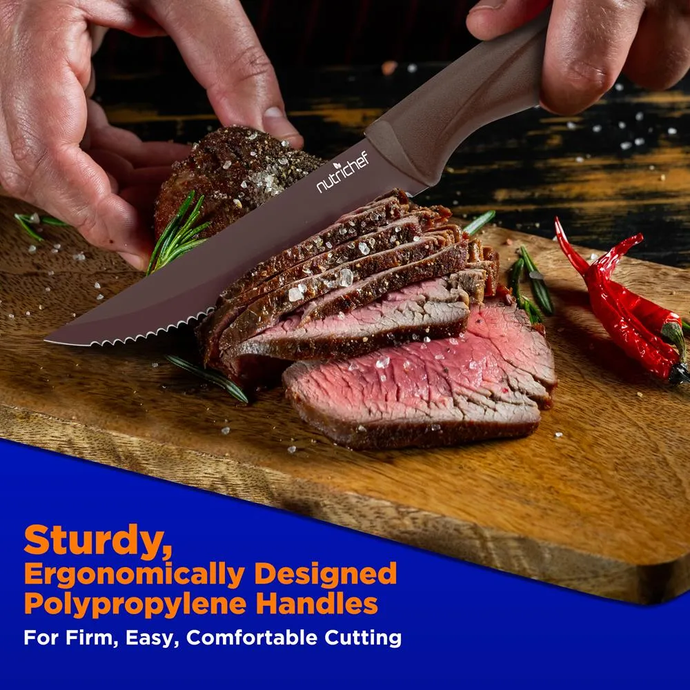 Nutrichef NCSK8BW set 8 couteaux steak marron antiadhésifs