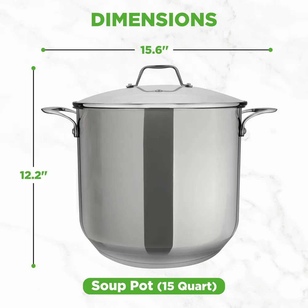 Nutrichef faitout inox 15 QT induction couvercle verre