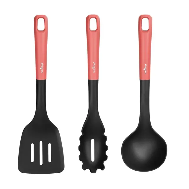 Nutrichef set 3 ustensiles silicone louche pâtes spatule