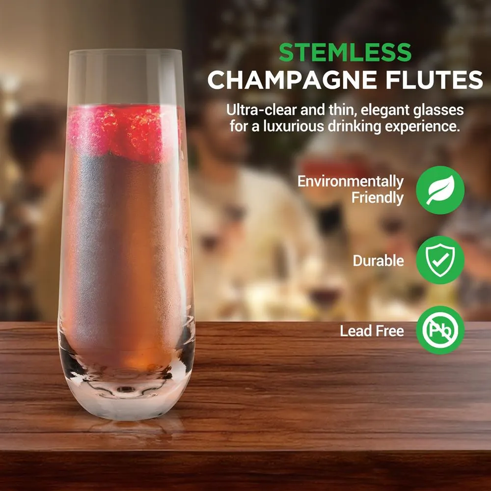 Nutrichef flûtes champagne sans pied cristal lot 2