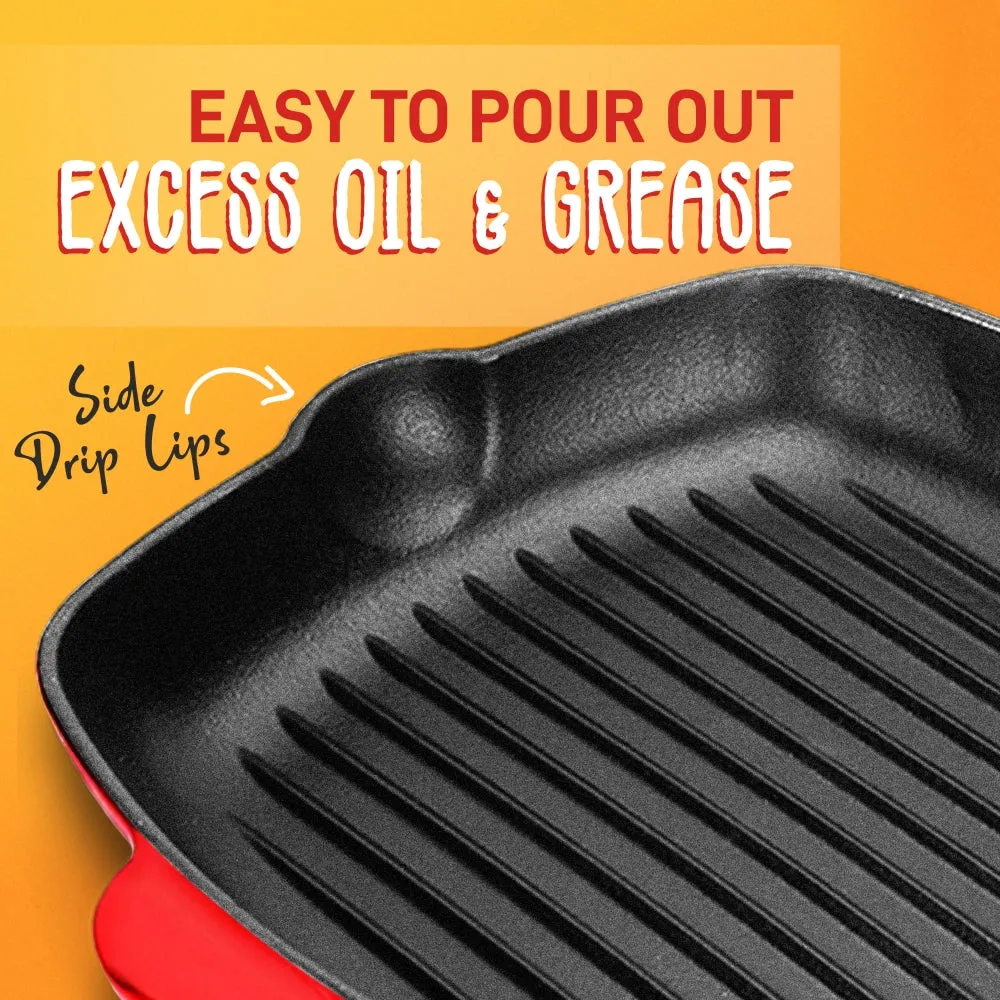 Nutrichef poêle grill fonte 28 cm émail rainurée