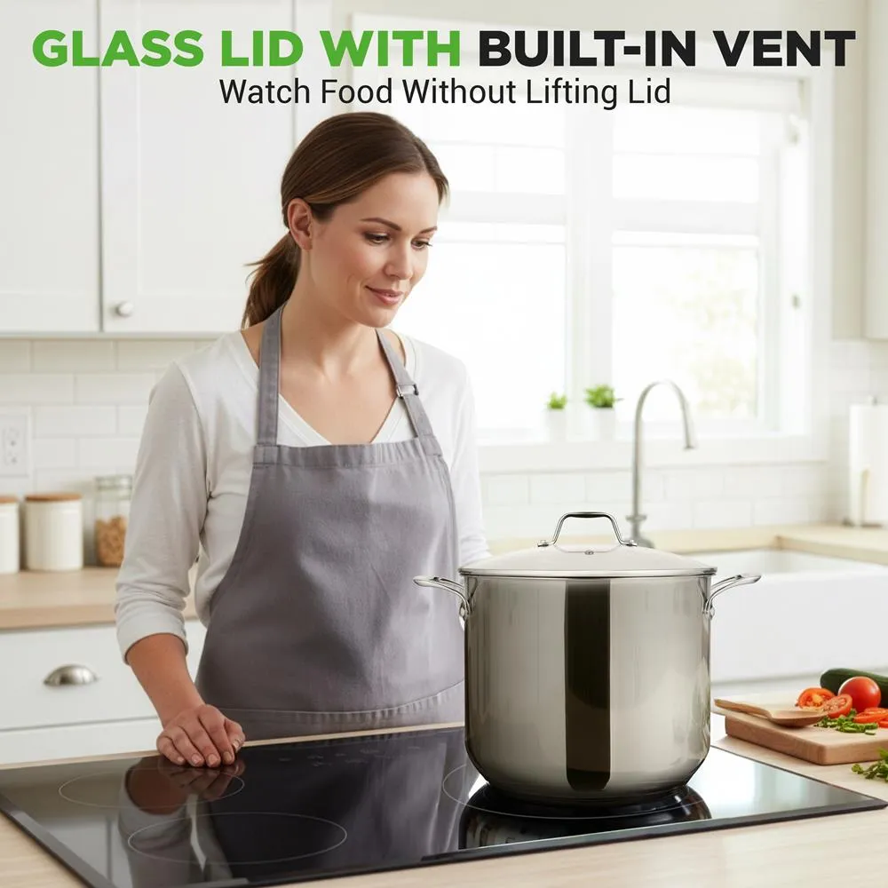 Nutrichef NCSP12 faitout inox 12 Qt couvercle verre induction