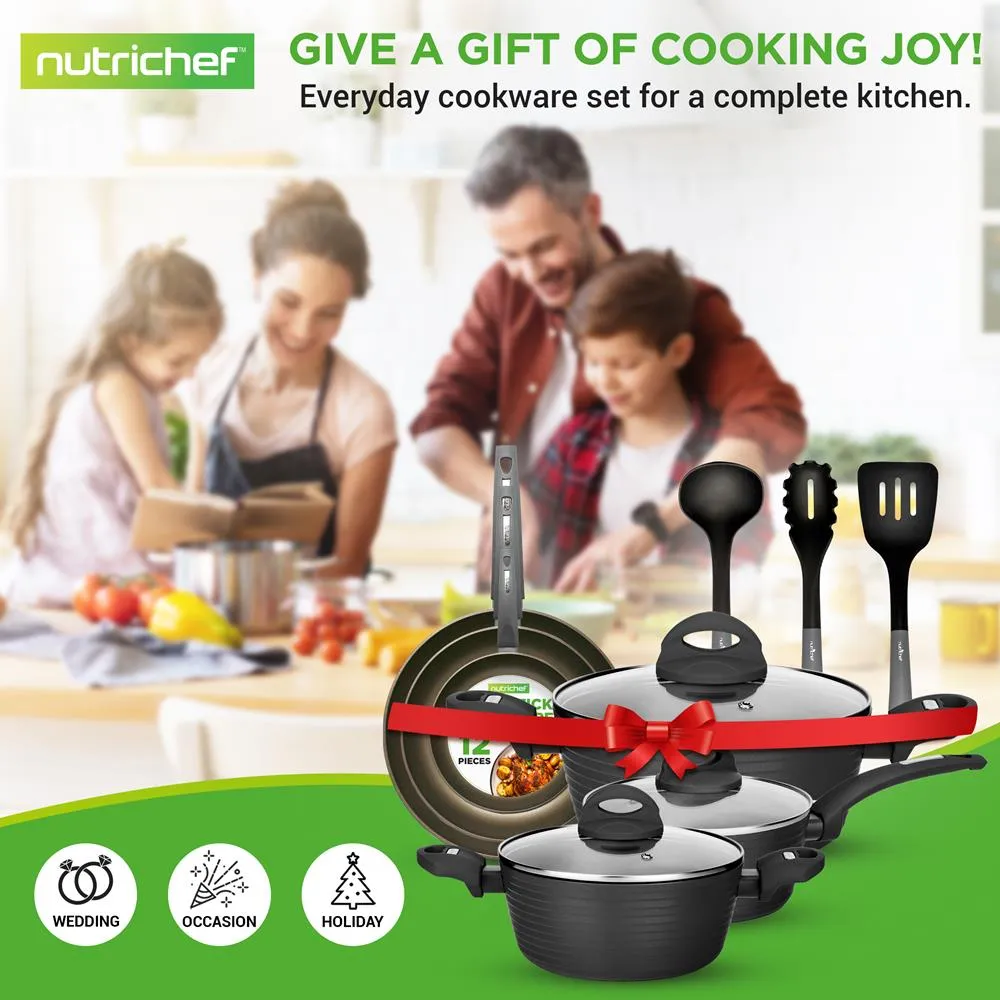 Nutrichef batterie cuisine 12 pièces ridge-line induction