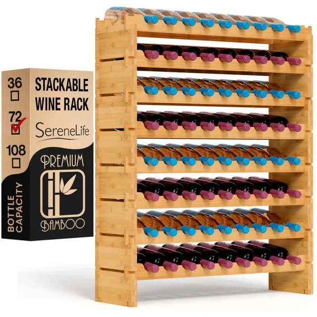 Nutrichef casier à vin bambou 72 bouteilles modulable