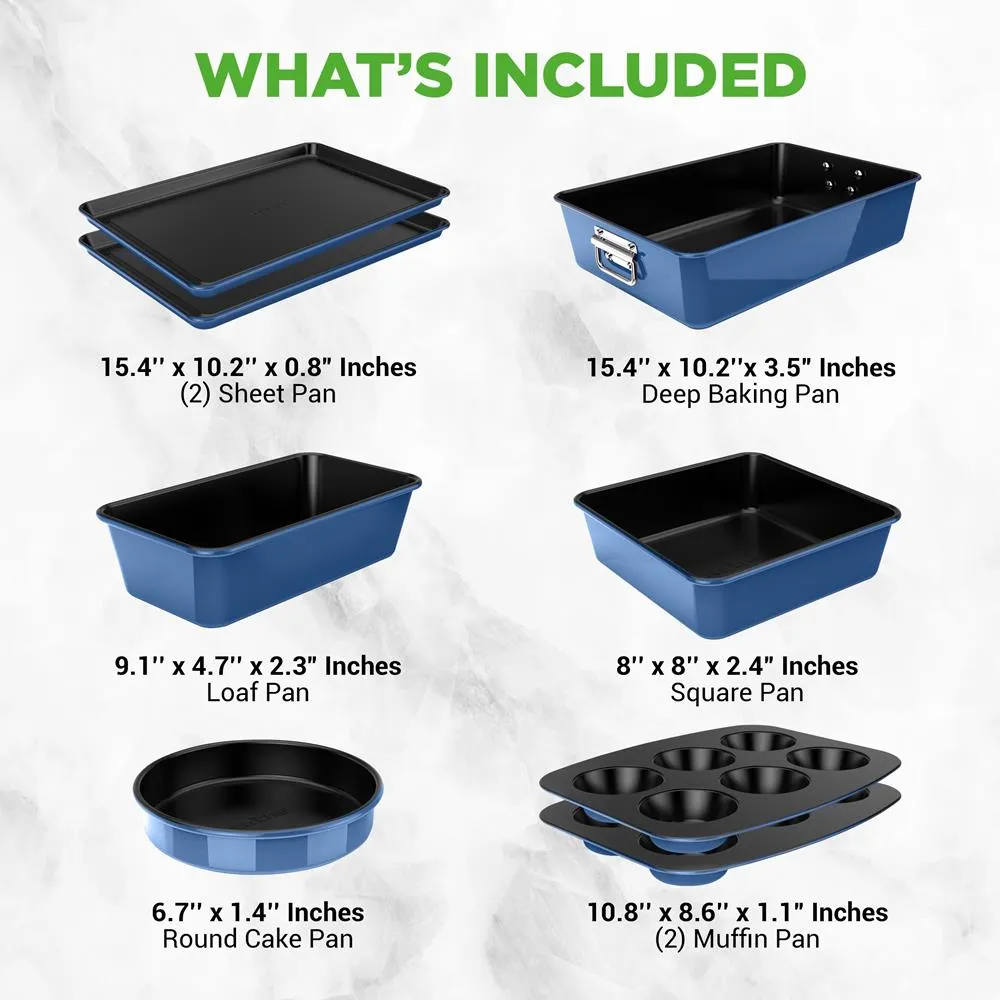 Nutrichef Set Moules Pâtisserie Antiadhésifs 8 Pièces Bleu