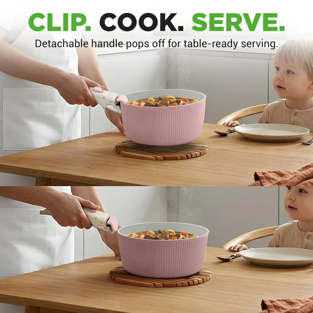 Nutrichef batterie cuisine céramique rose 18 pièces