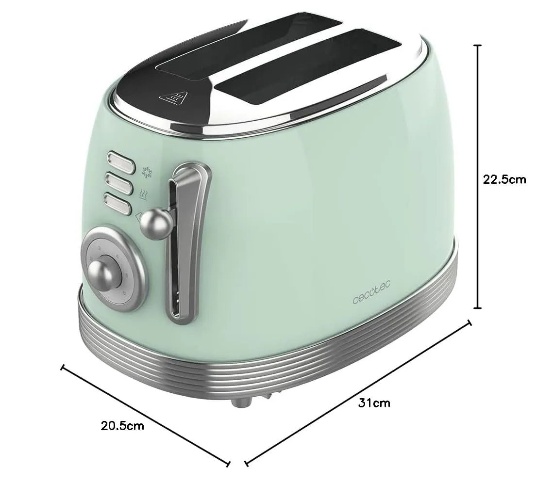 Cecotec Toast Taste 800 Grille-Pain Vintage Vert 850 W