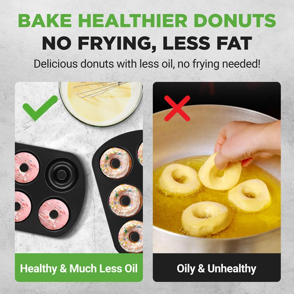 Nutrichef Moule à Donuts Antiadhésif 6 Empreintes Lot de 2 Acier
