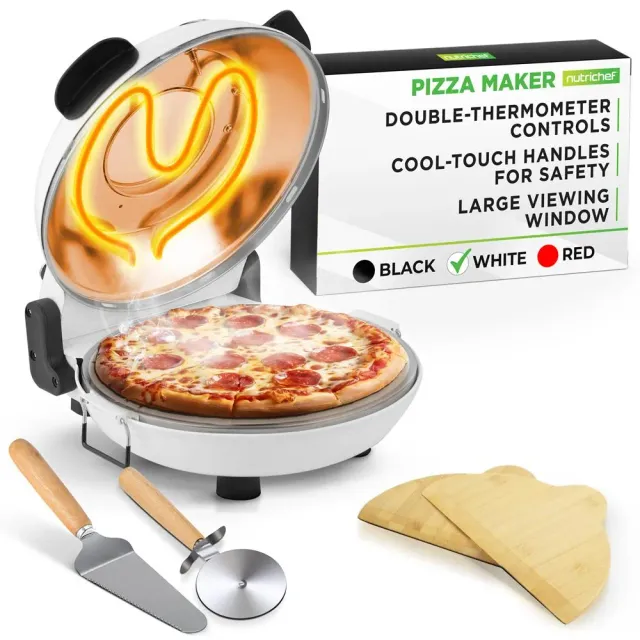 Nutrichef four à pizza électrique 12 pouces pierre blanc