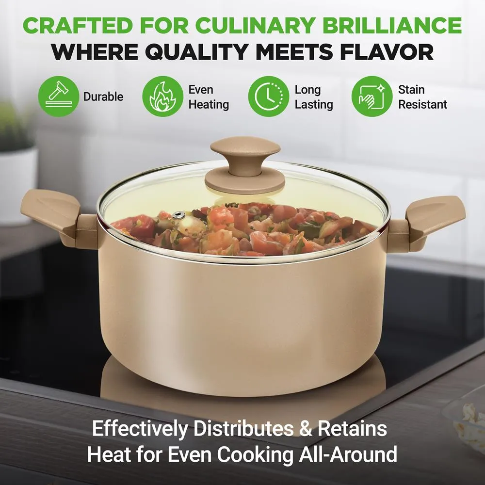 Nutrichef batterie cuisine 75 pièces céramique crème