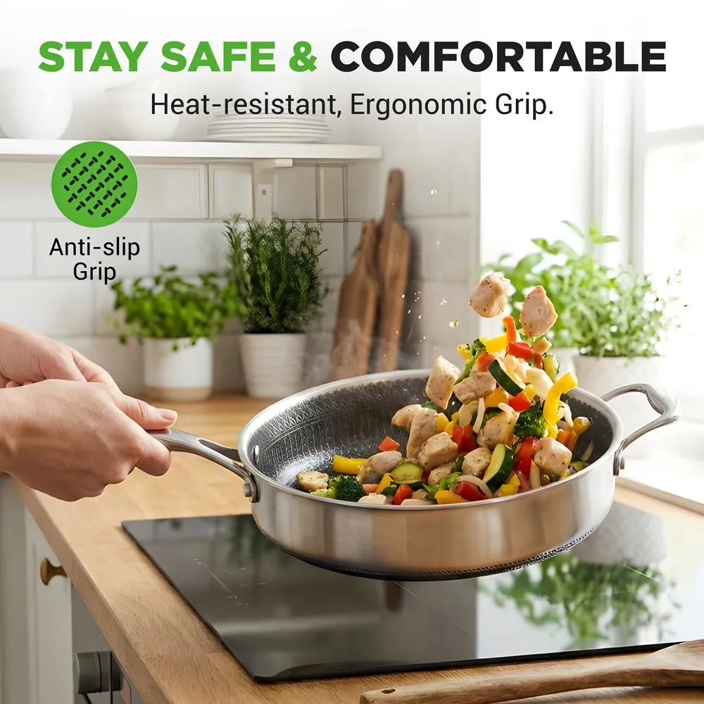 Nutrichef Sauteuse inox antiadhésive 3,2 L avec couvercle