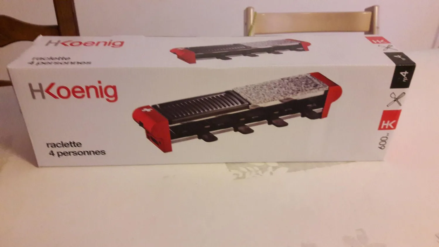 H.Koenig RP4 appareil raclette 4 personnes pierre granit 600W