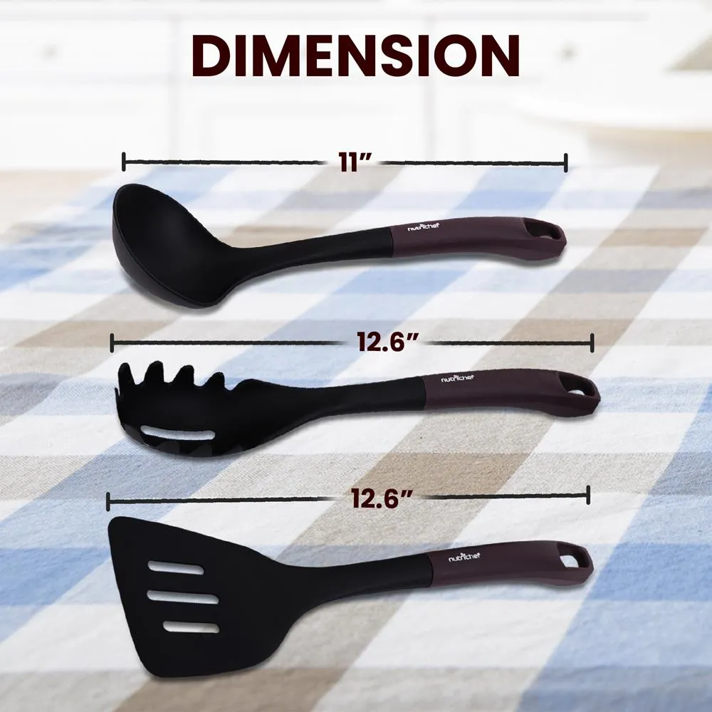 Nutrichef set 3 ustensiles cuisine nylon résistant 200°C
