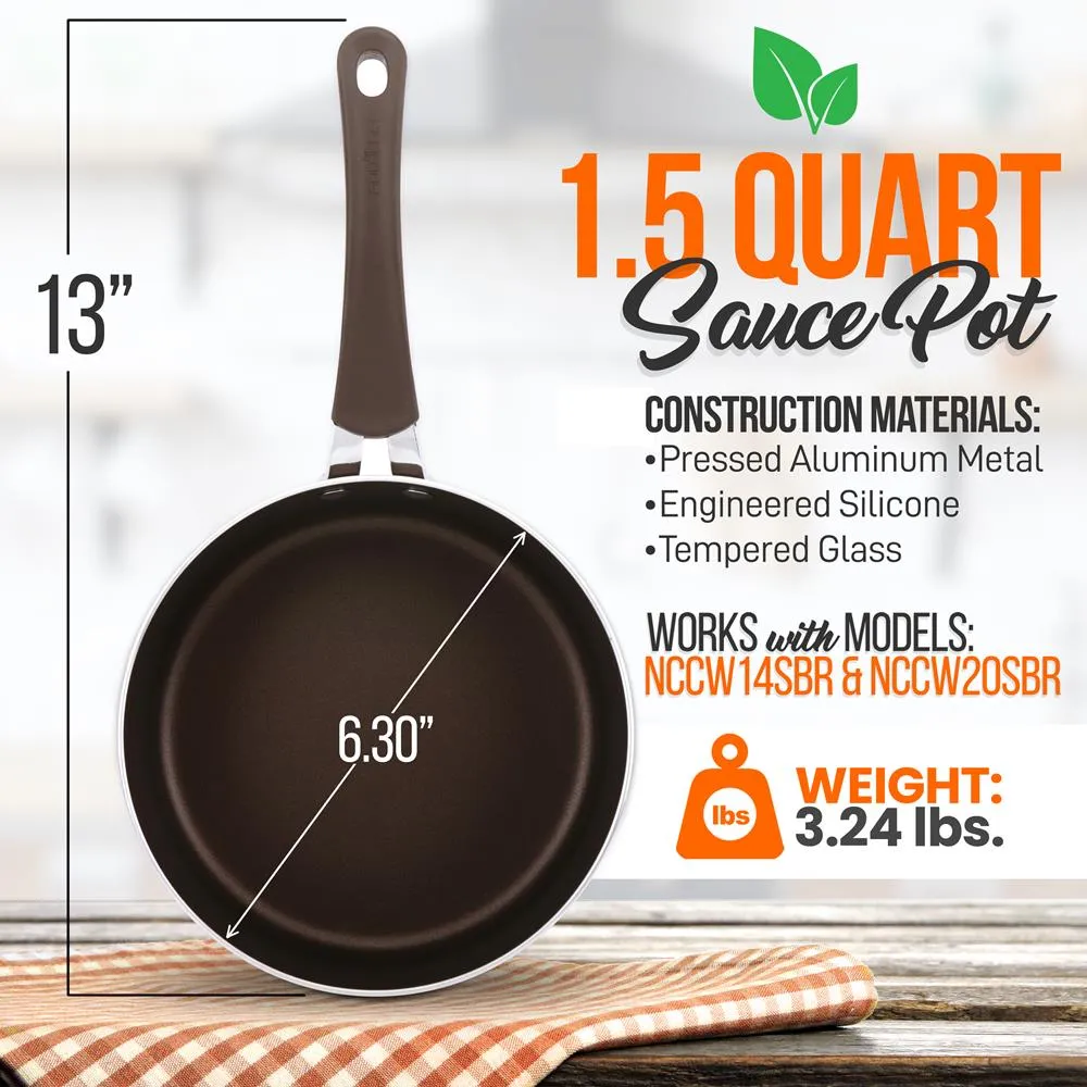 Nutrichef Faitout 1,5 L antiadhésif avec couvercle induction
