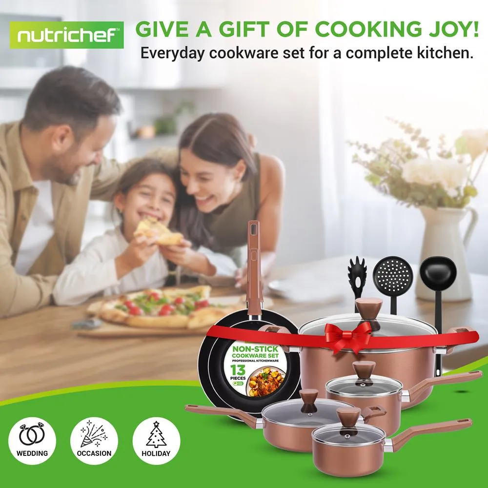 Nutrichef Batterie Cuisine 13 Pièces Marron